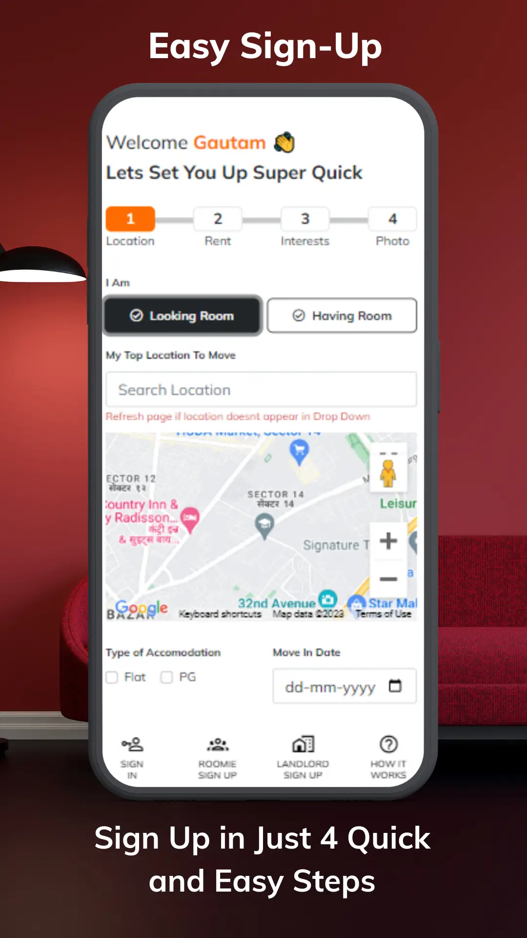 BestRoomies Easy Signup Steps