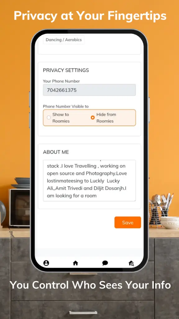 User Privacy Options in BestRoomies